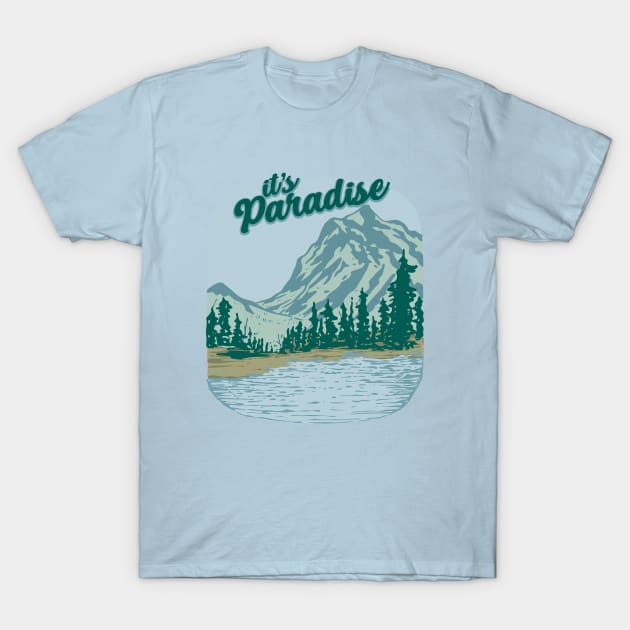 Mountain landscape Paradise T-Shirt by Mako Design 